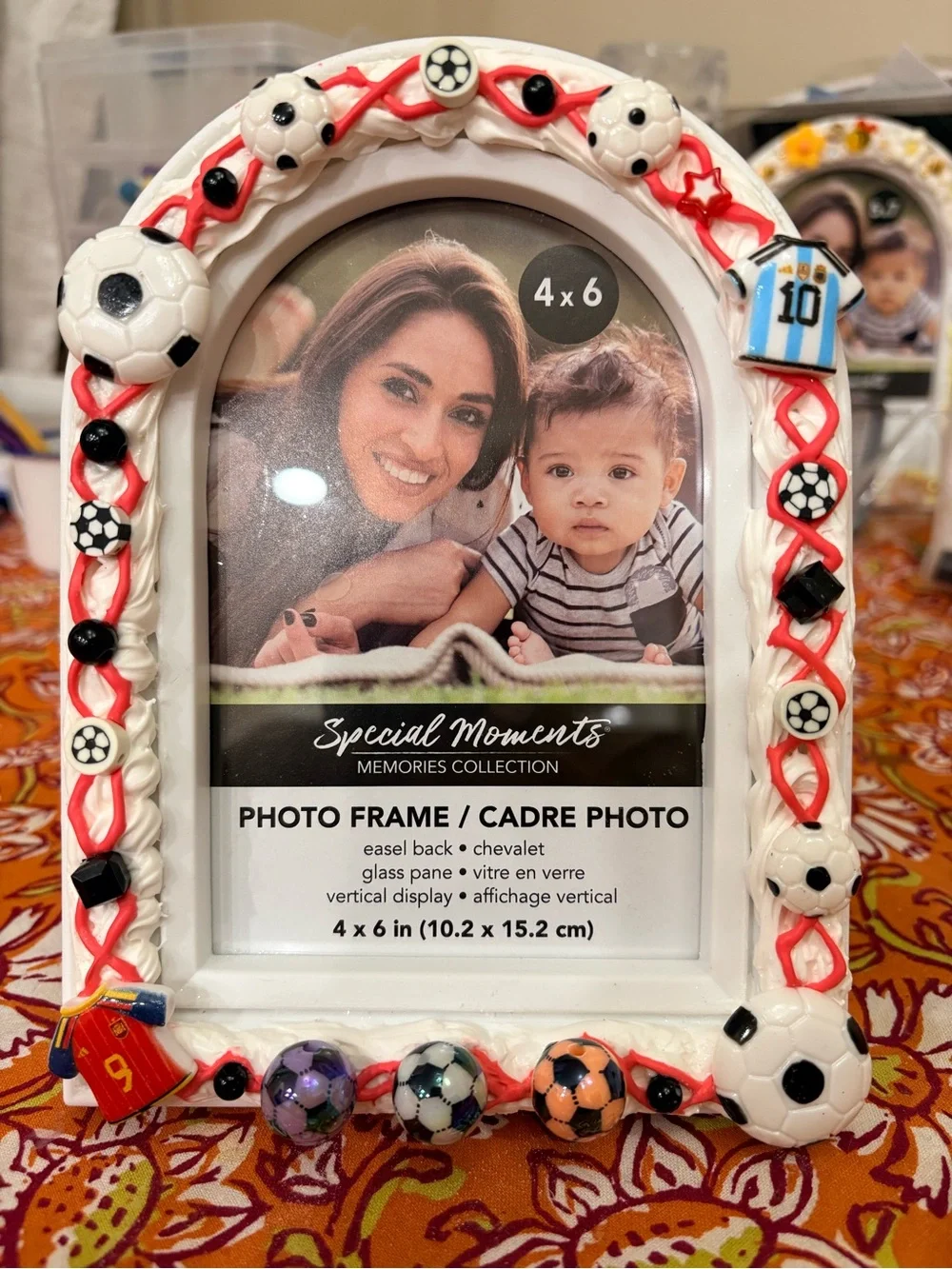 Decoden cream whip soccer Themed Photo Frame